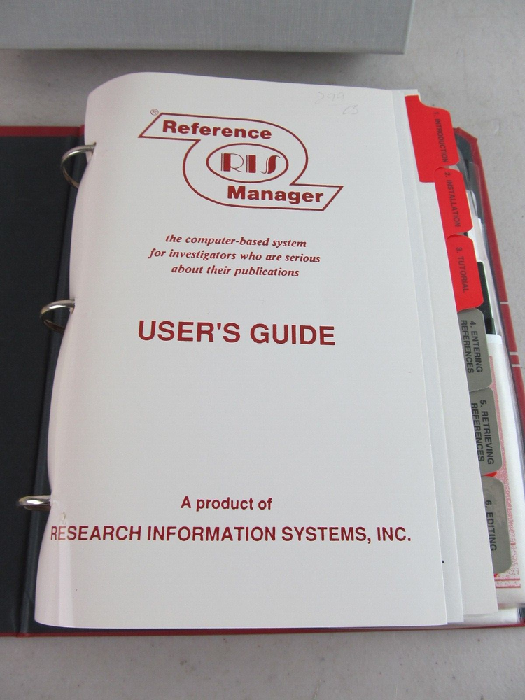 Reference Manager RIS Research Information Systems Vintage Software Floppy 1988