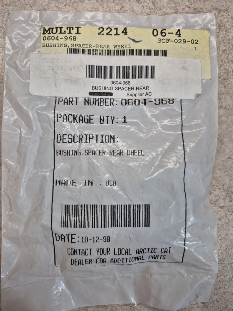ARCTIC CAT REAR WHEEL SPACER 0604-968