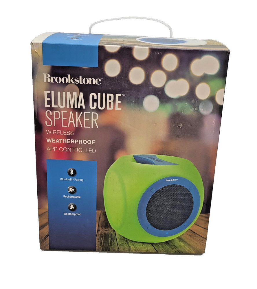 NIB Brookstone Eluma Cube Bluetooth Speaker, LED Audio Light Show (See Info)