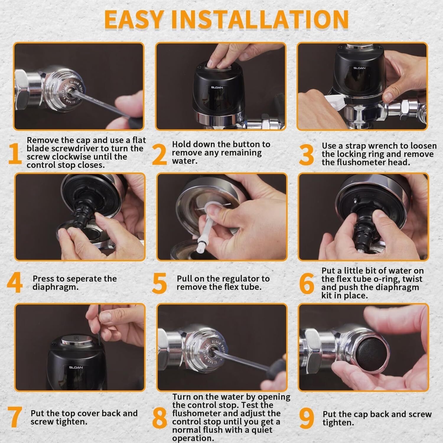 EBV-1020-A Flex Tube Diaphragm Kit for Sloan G2 Optima Plus Sensor Flushometers