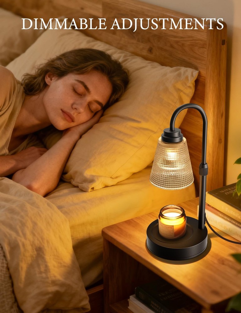 Candle Warmer Lamp with Timer Dimmable, Adjustable Height Wax Melts Black