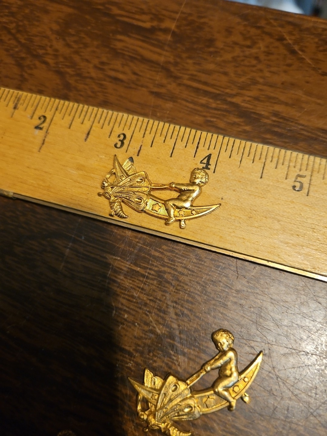 Lot Of 10 Cherub Moons France Vintage 60s Brass Stampings Findings Jewelry