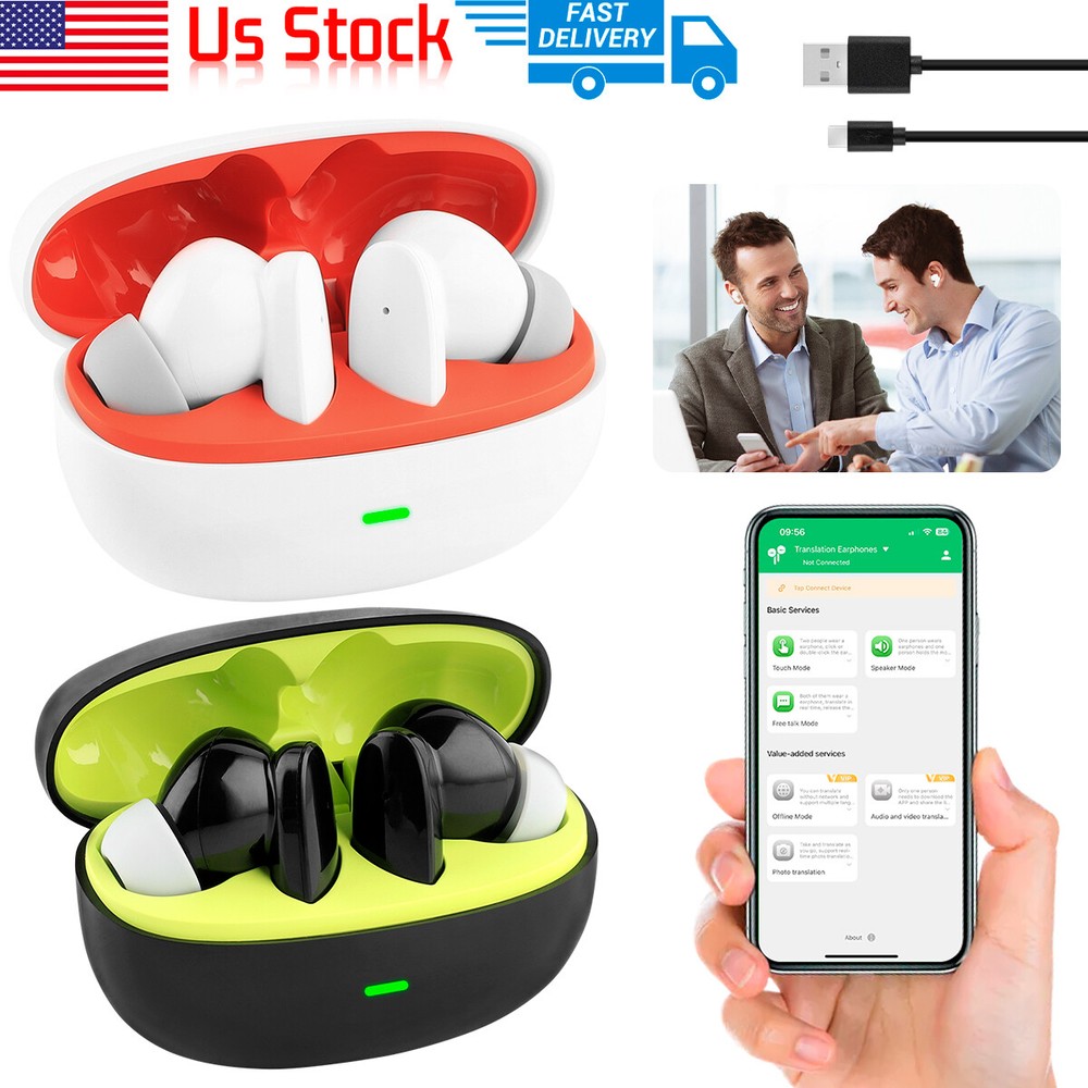 Wireless Bluetooth Translator Earbuds Real-Time Translator Device 144+ Languages