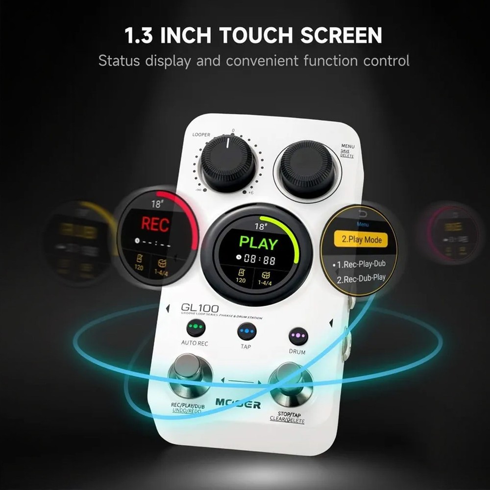 Loop Guitar Pedal Drum Machine Effect Pedal Auto Record 300 Mins w/Touch Screen