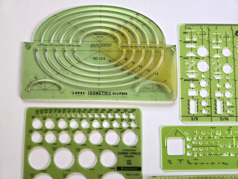 6 RapiDesign & Staedtler Drafting Templates Isometric Ellipses Interior Plumbing