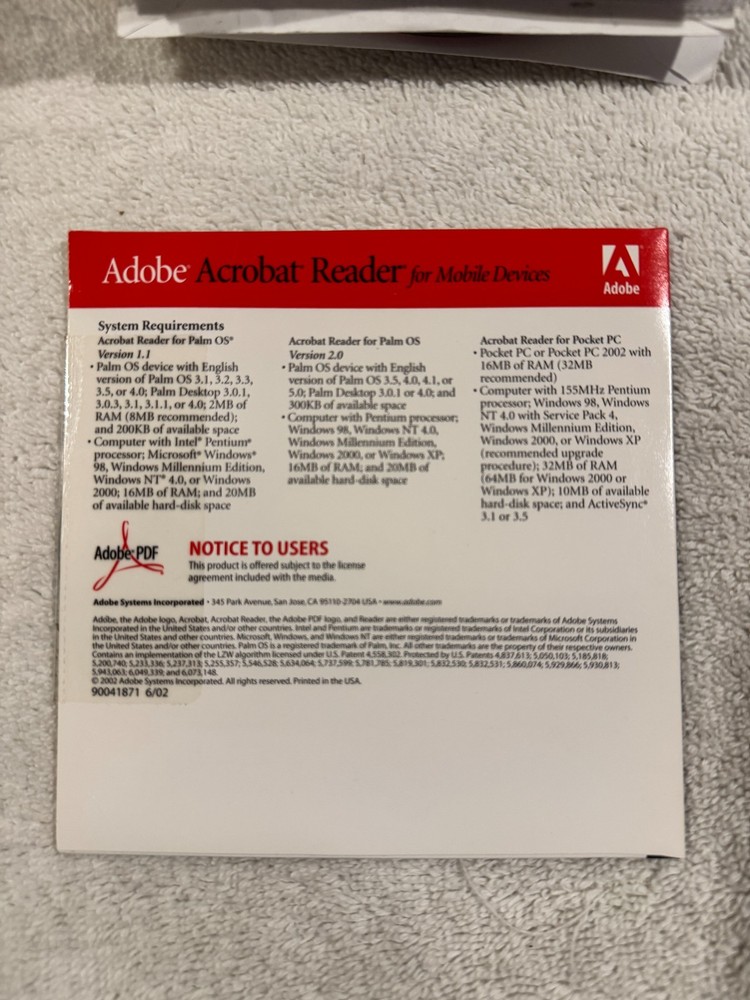 Adobe Acrobat Reader for Mobile Devices - NEW/SEALED!!!