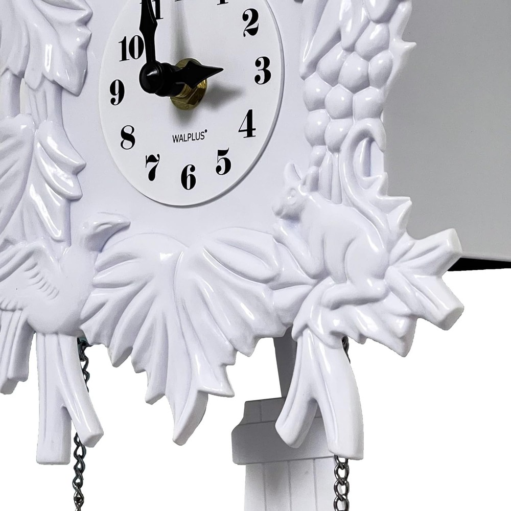 Charming White Cuckoo Clock for Christmas, Volume Adjustable & Elegant Design