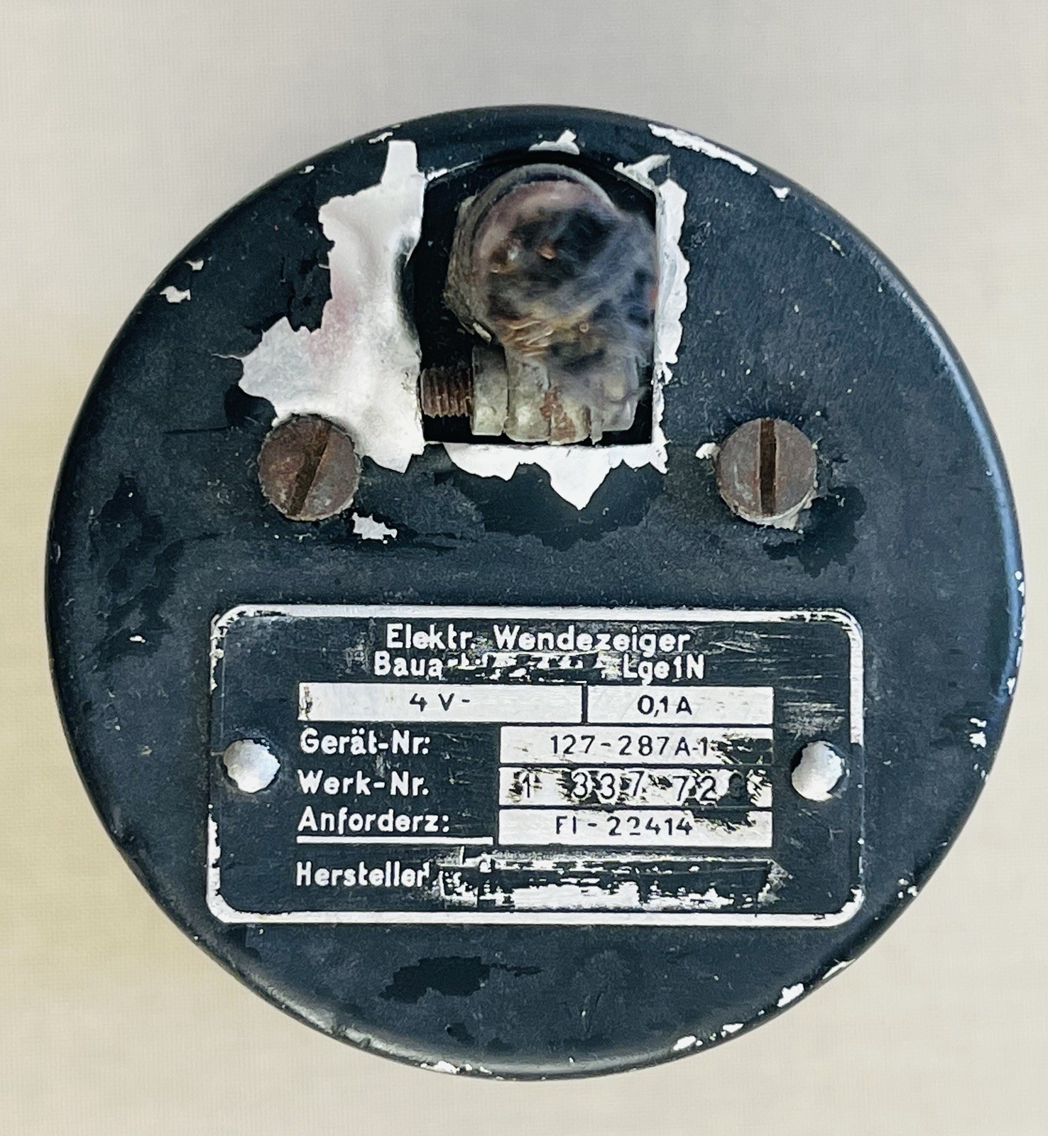 WW II German Aircraft Instrument Elektr. Wendezeiger Fl22414 Artificial Horizon