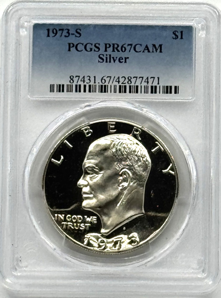 1973-S Eisenhower (Ike) Proof Silver Dollar PCGS PR67CAM Blue Label