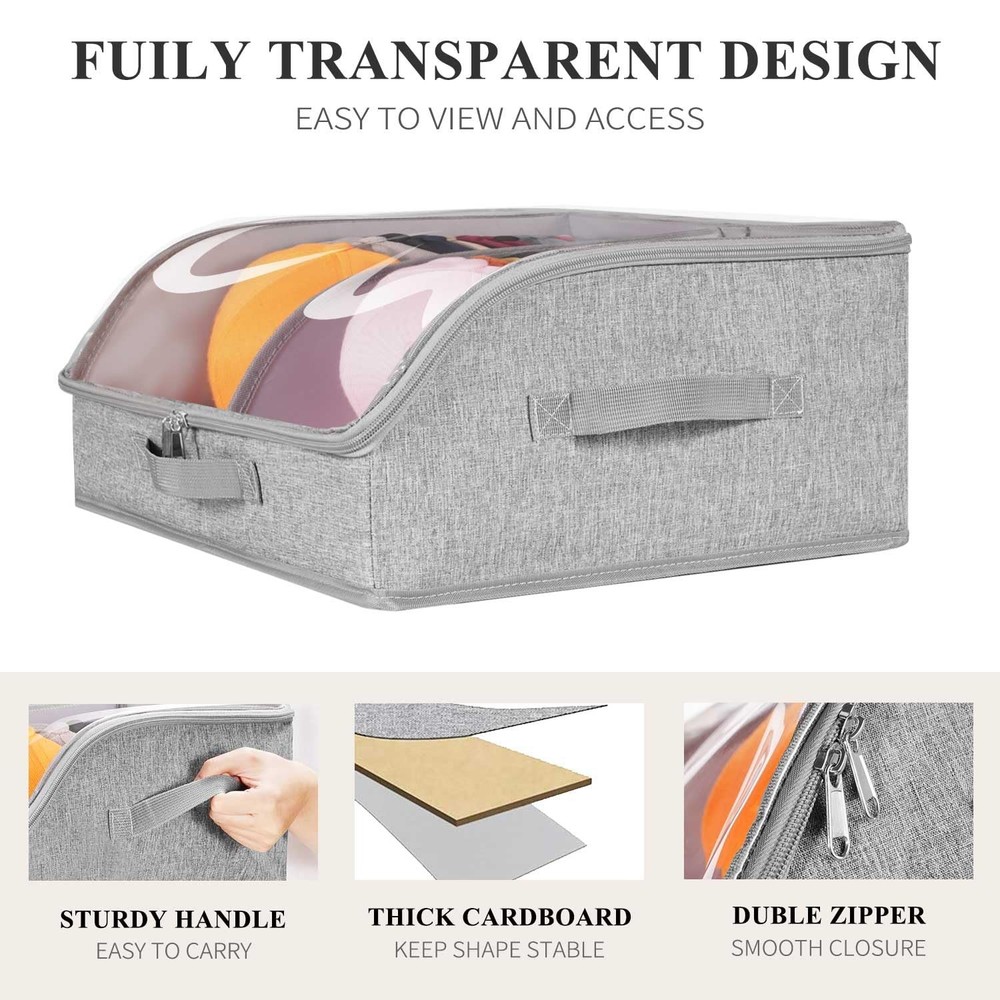 Hat Organizer for Baseball Caps, 2 Compartments Clear Window Hat Storage Box ...