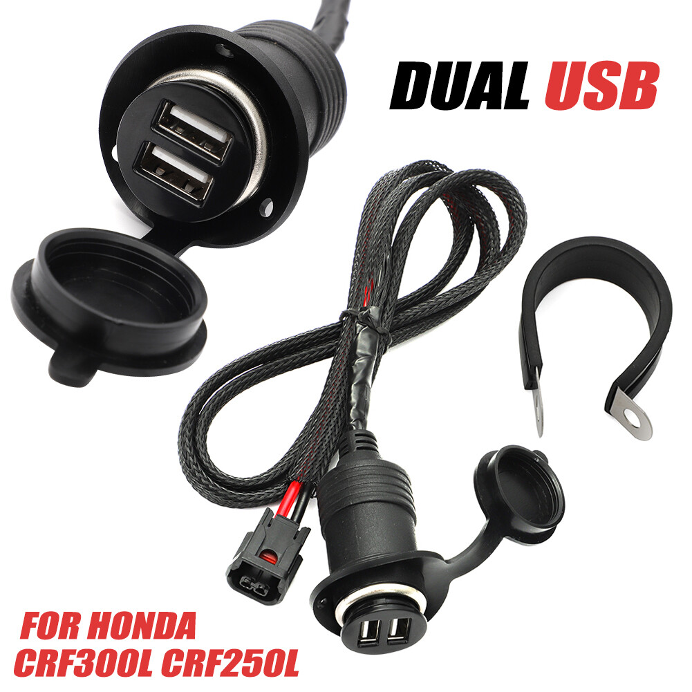 For Honda CRF300L CRF250L Rally Dual USB Accessory Outlet Socket Power Port 17on