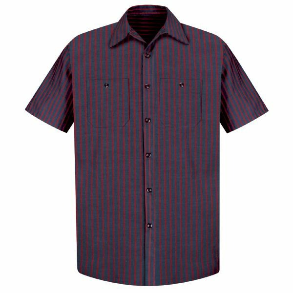 Red Kap Poplin Stripe 2 Pocket Men's Work Shirt Uniform