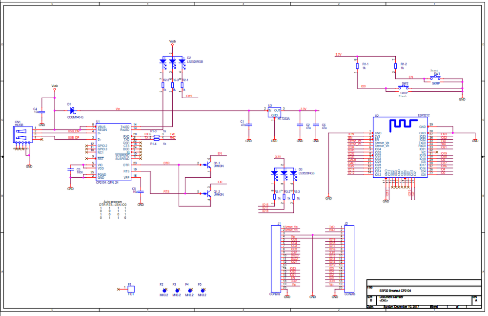 ESP32 Rev1 Development Board with USB2Serial. Made in USA Arduino Programmable