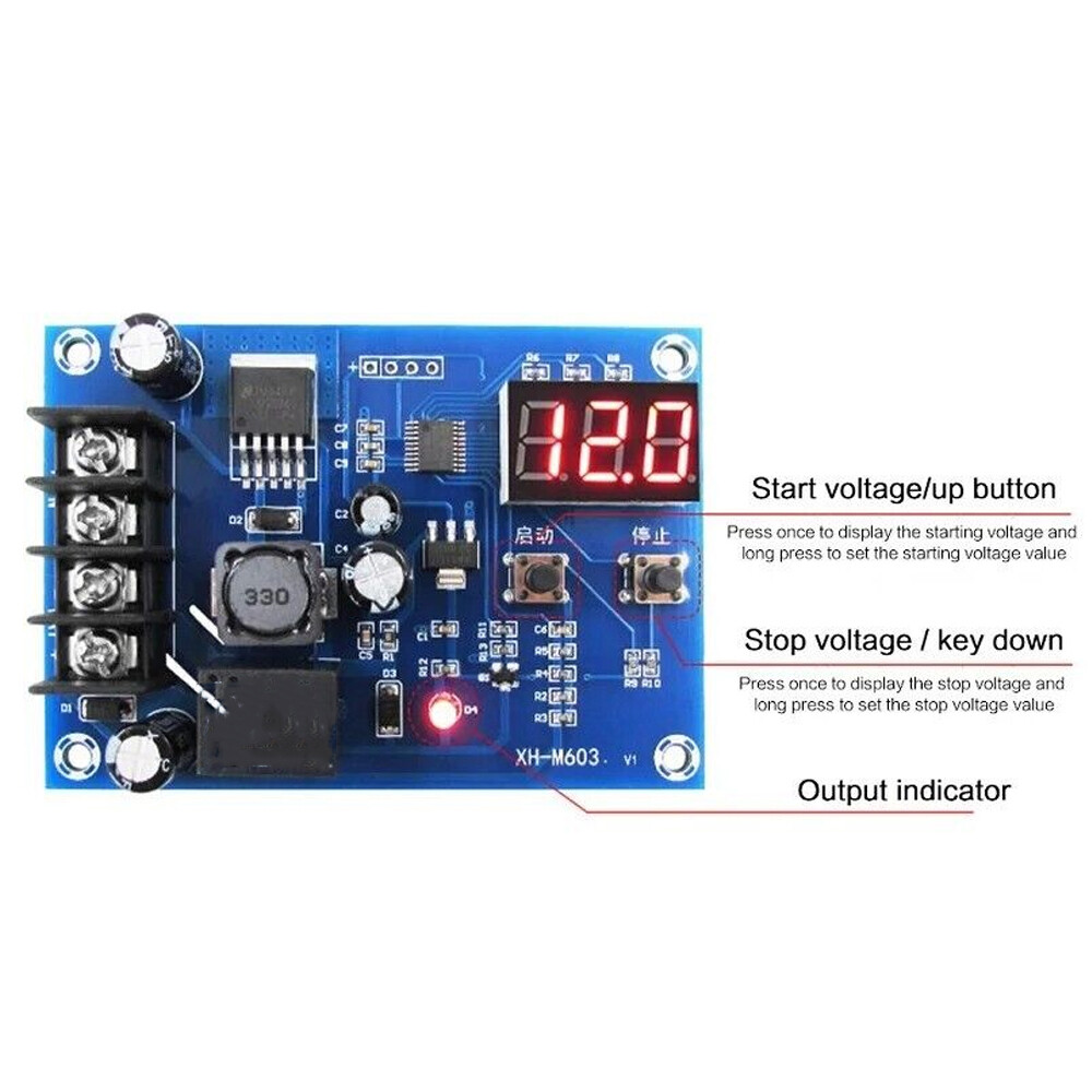2X Battery Charge Controller Protection Module w/ LED Voltmeter XH-M603 12V 24V