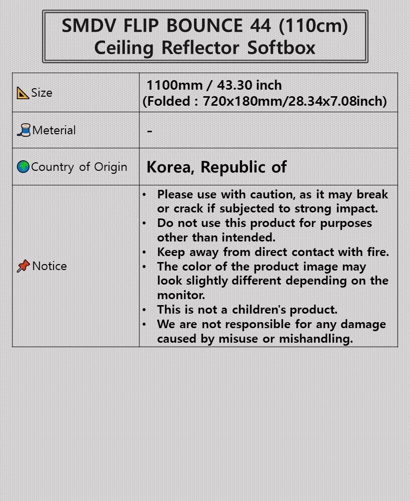 SMDV FLIP BOUNCE 44/Studio Photography Light Diffuser Ceiling Reflector Soft-box