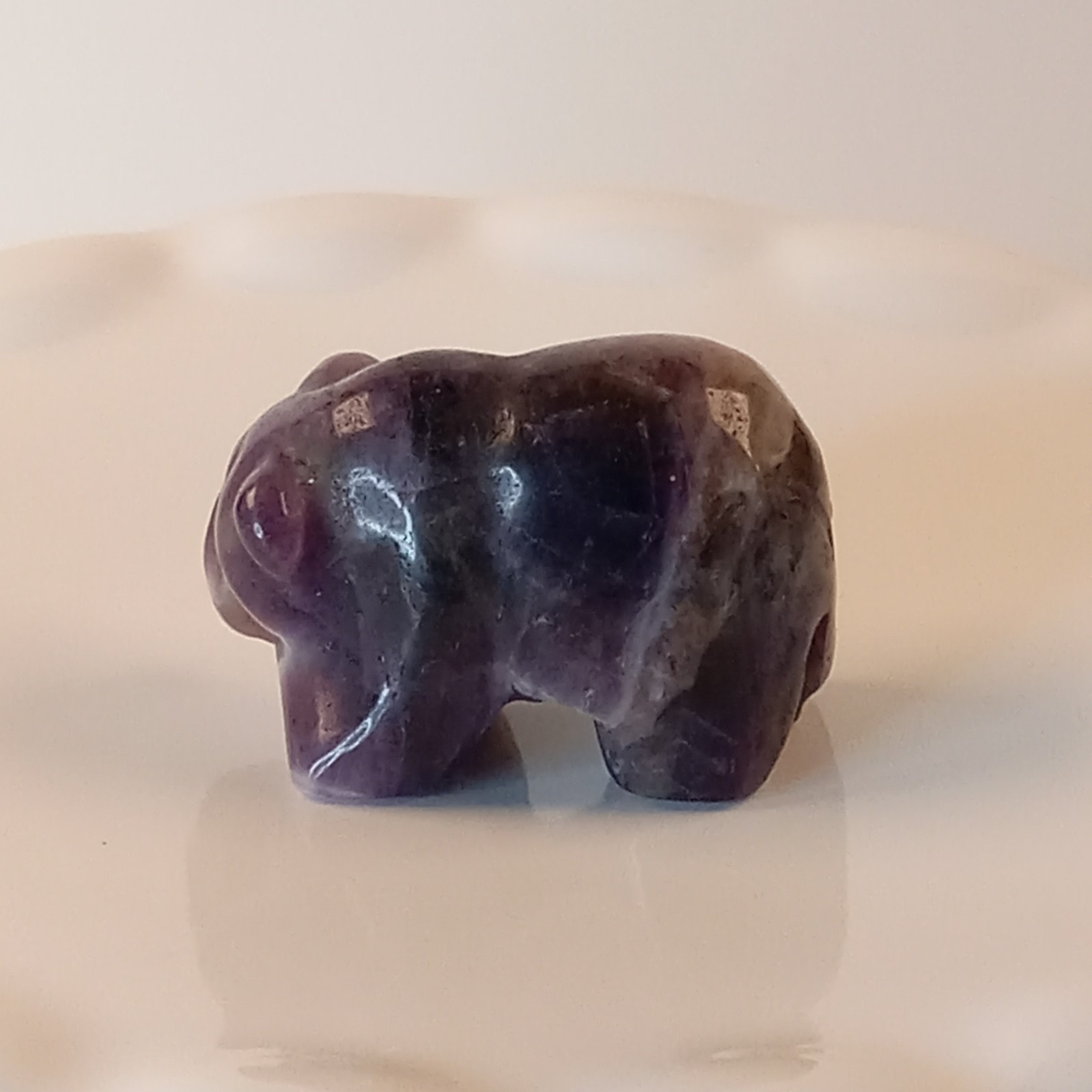 Dream Amethyst Crystal Bear Carving Purple Stone Animal 24g | E59