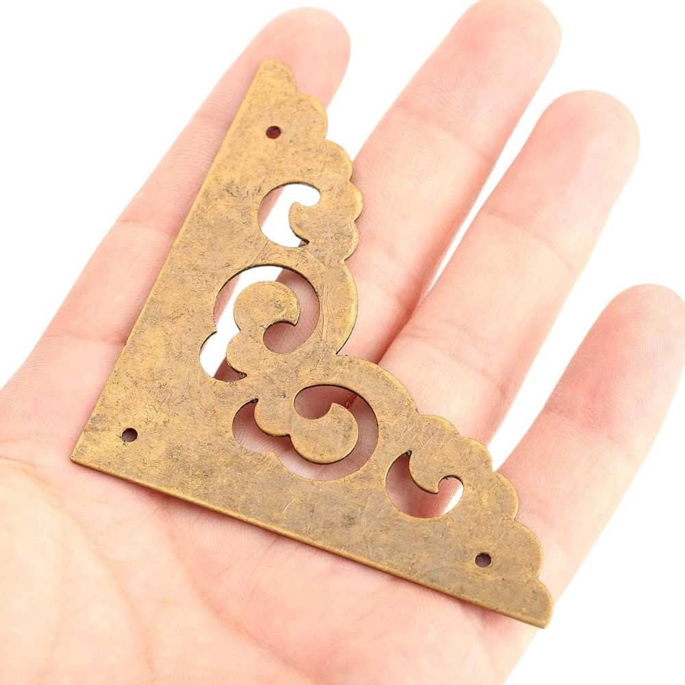 8Pcs 2.5" Brass Flat Corners Bracket, Retro Table Corner Cover Protectors for...