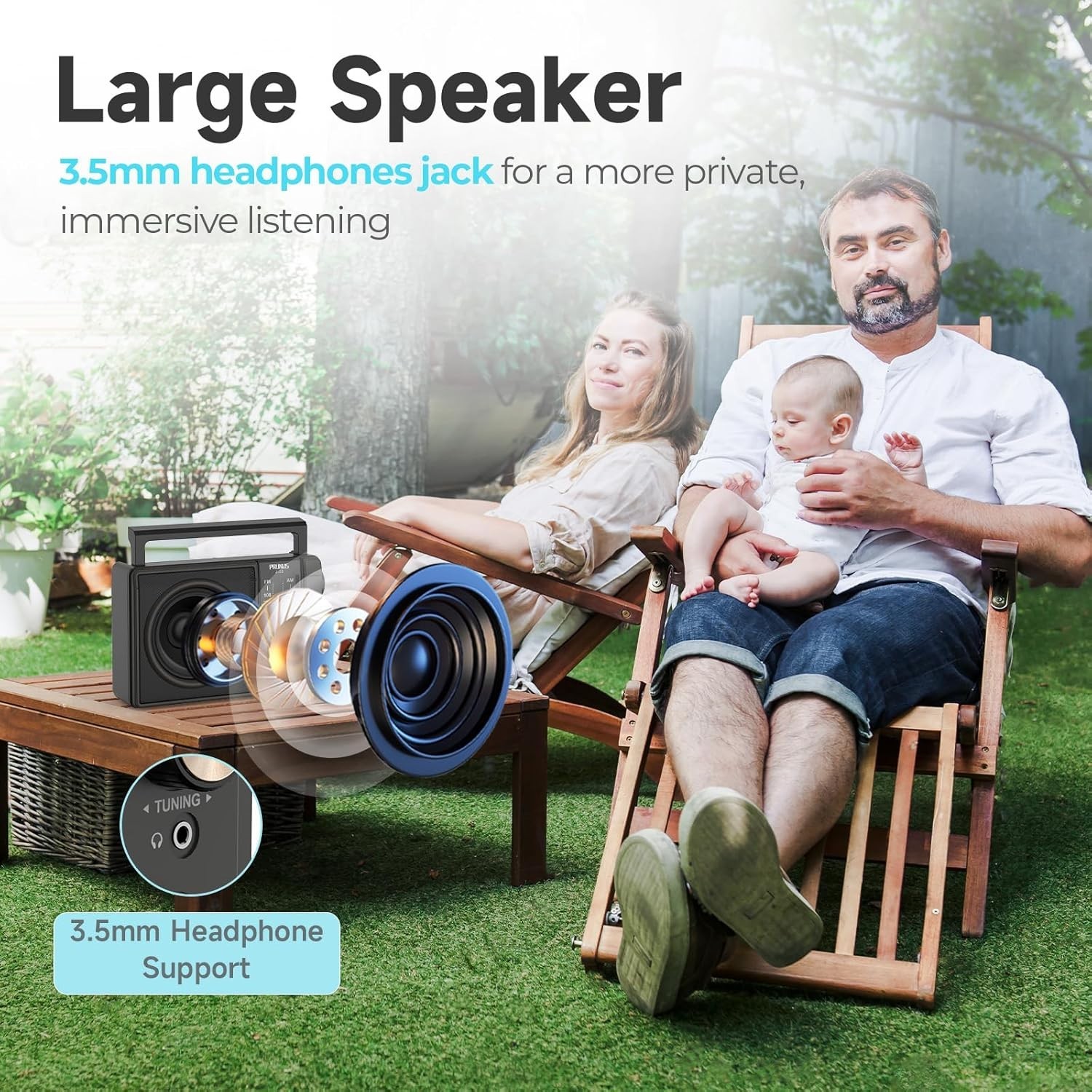 J-03 AM FM Radio Portable Plug in Wall or AA Battery Operated for Home/Outdoo...