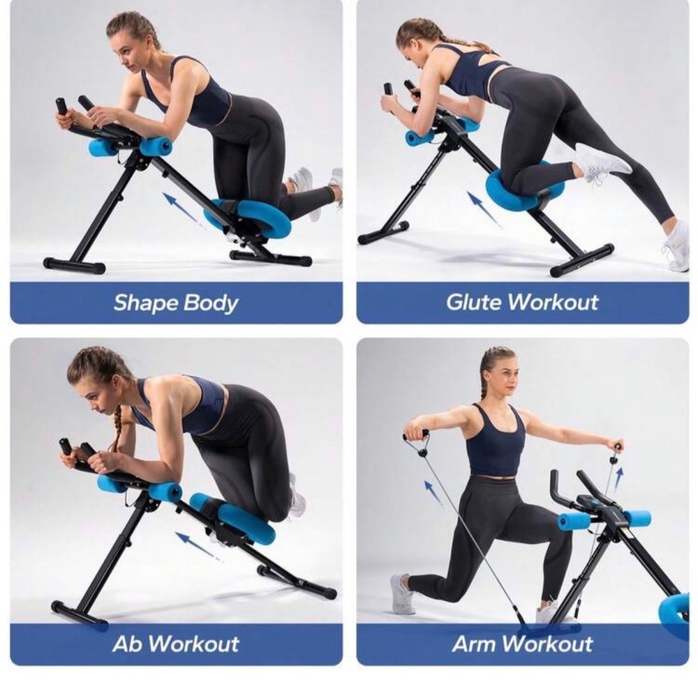 AUS Adjustable Foldable Ab Trainer Bench Core & Glute Workout Machine Home Gym