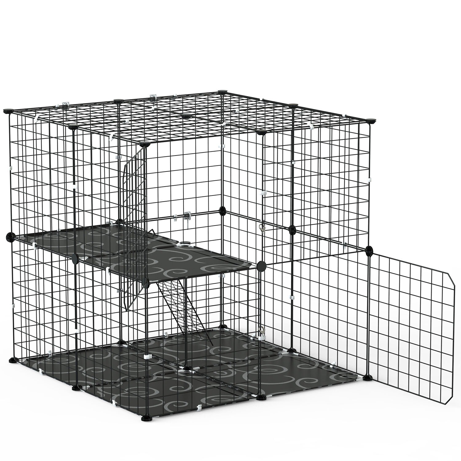 2 -Tiers Cat Cage Indoor Cat Enclosure for 1-2 Cats Ferret Squirrel