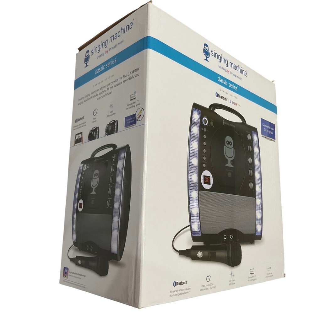 Singing Machine SML343BTBK Bluetooth CD+G Karaoke System with LED Disco Lights
