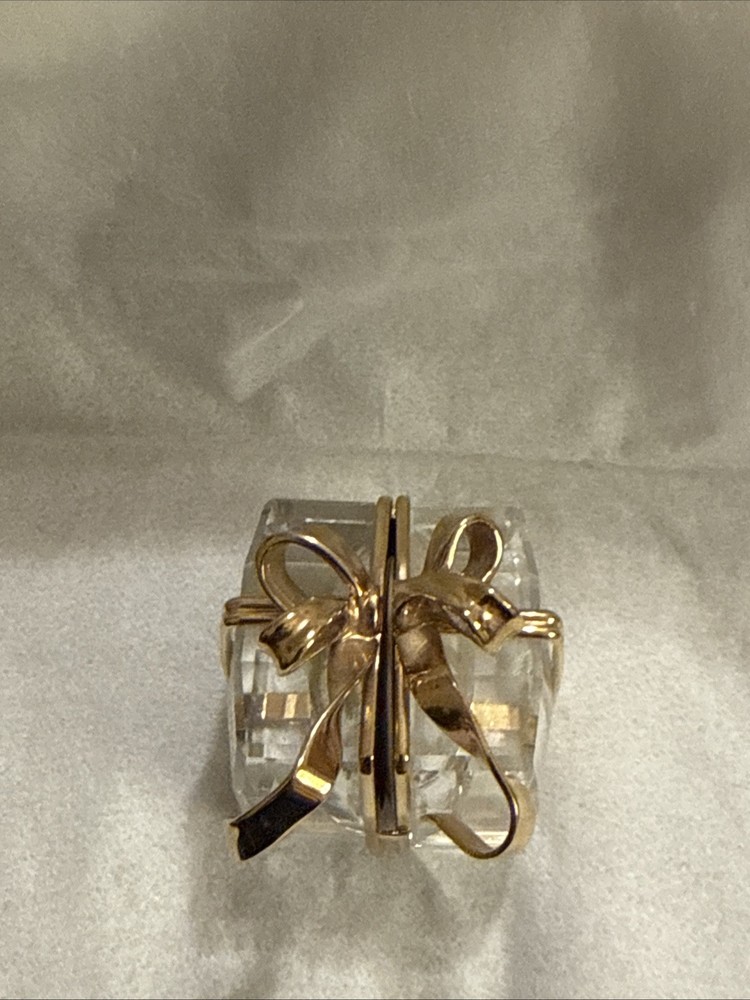 Swarovski Gold Toned Present Box Desk Clock