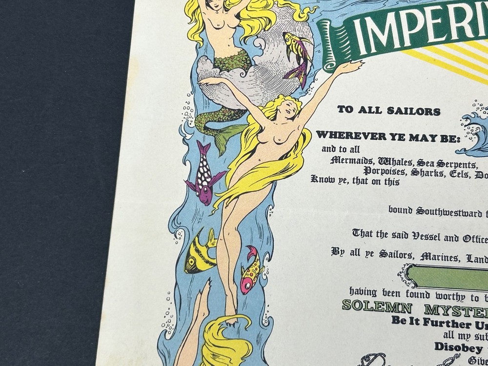 WWII 1943 US Navy Unused Shellback Certificate