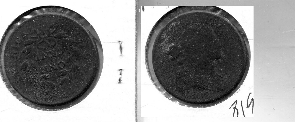1802 DRAPED BUST LARGE CENT TYPE COIN VG PITTED 8195S