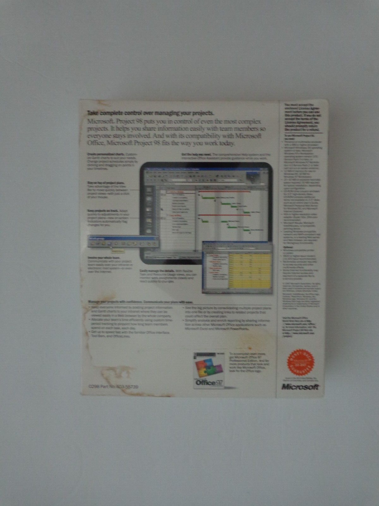 Microsoft Project 98 Full Version For PC Factory Sealed in Retail Box NEW