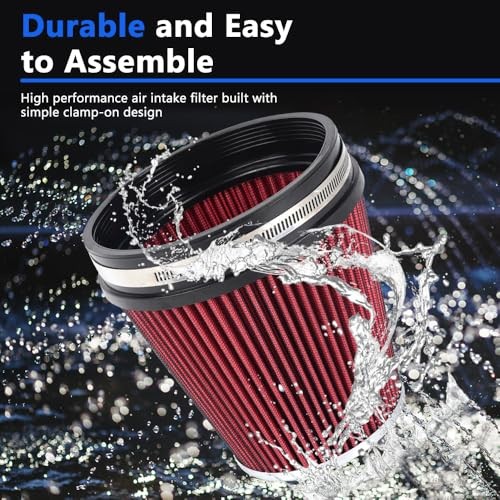 6" Inlet Cold Air Intake Filter Cone Replacement Performance Red (6" Tall)