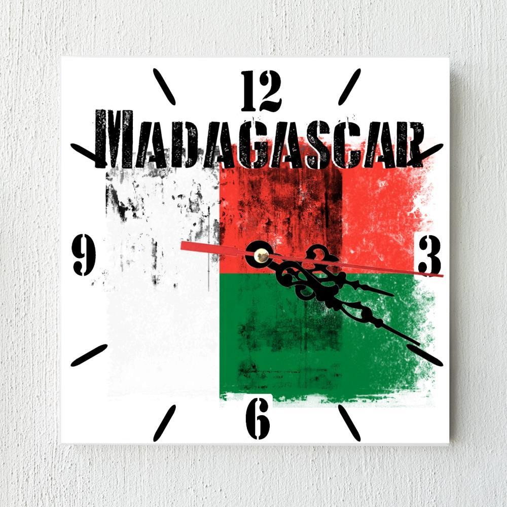 Madagascar Flag Wall clock patriots CERAMIC Tile Watch Support Décor