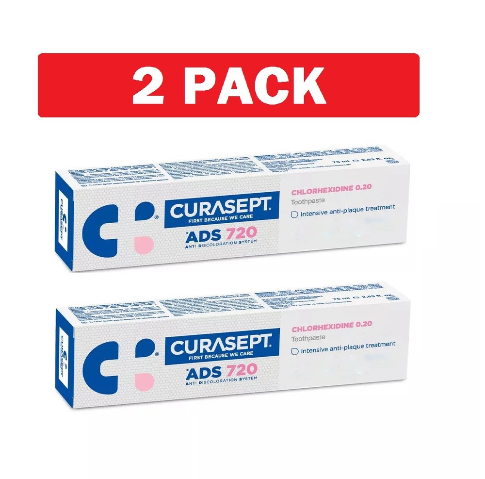 2 Pack Curasept ADS 720 Chlorhexidine 0.20 Toothpaste, 75ml