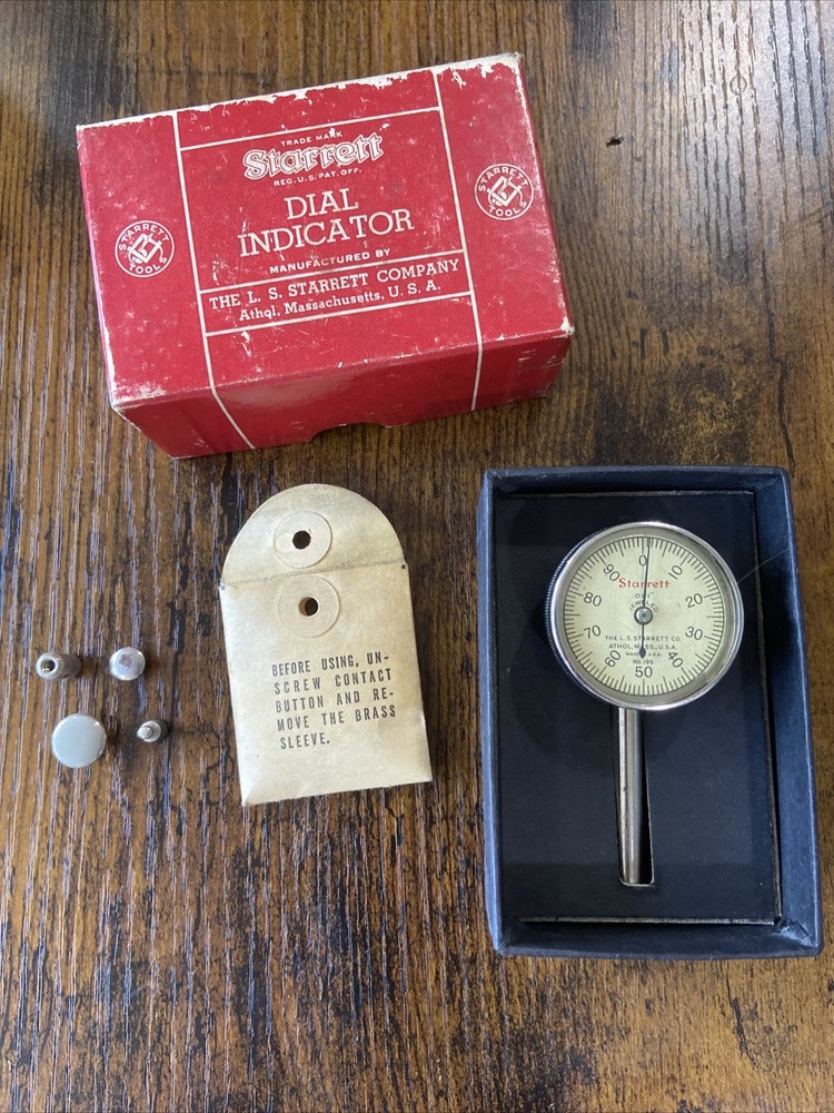 Starrett Dial Test Indicator 196B with Accessories, Original Box