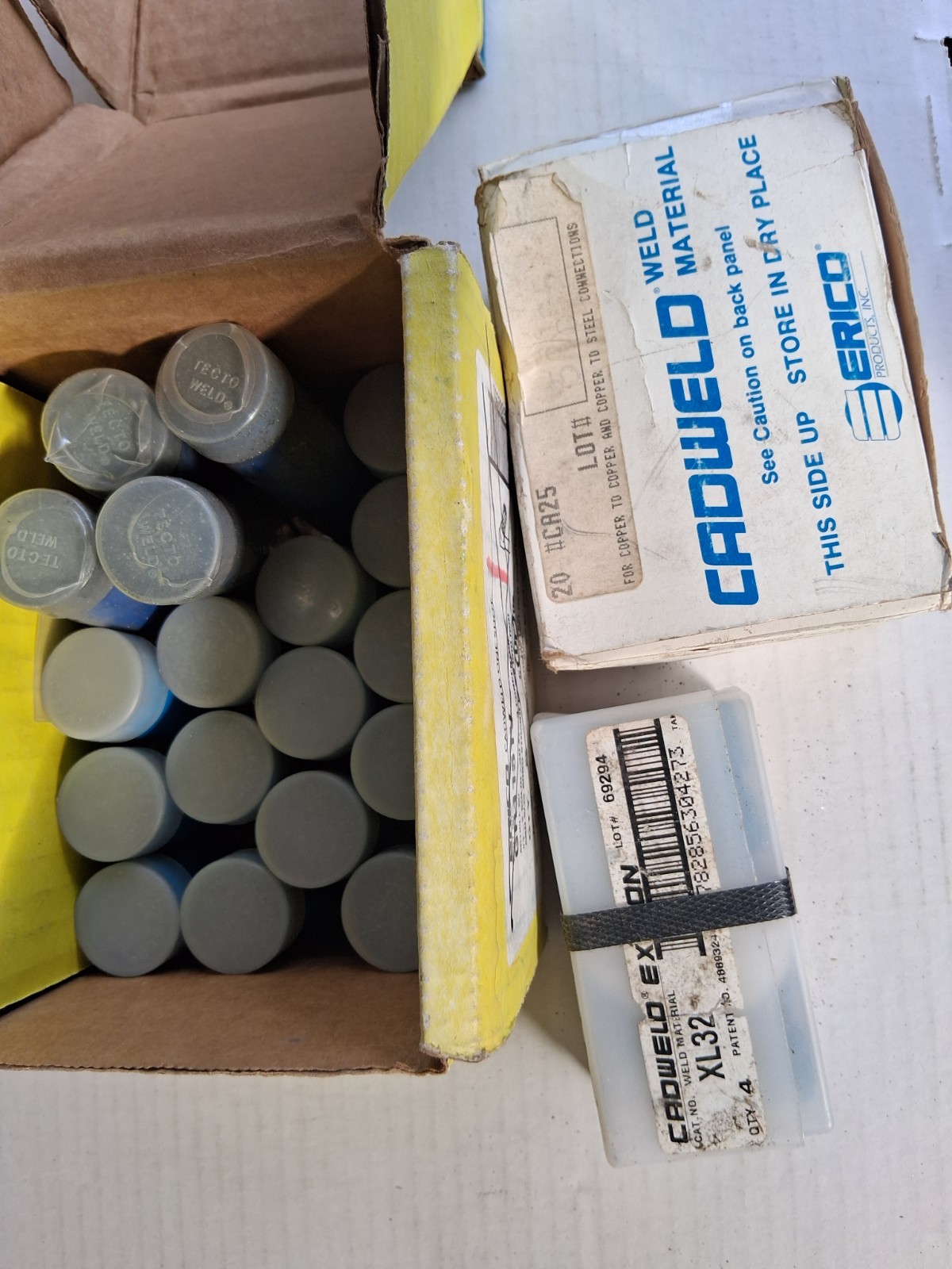 (LOT of 41pcs) Mix  Erico Welding Merteral (TOTAL 41 PCS) , CA25, XL32, 65, 90,