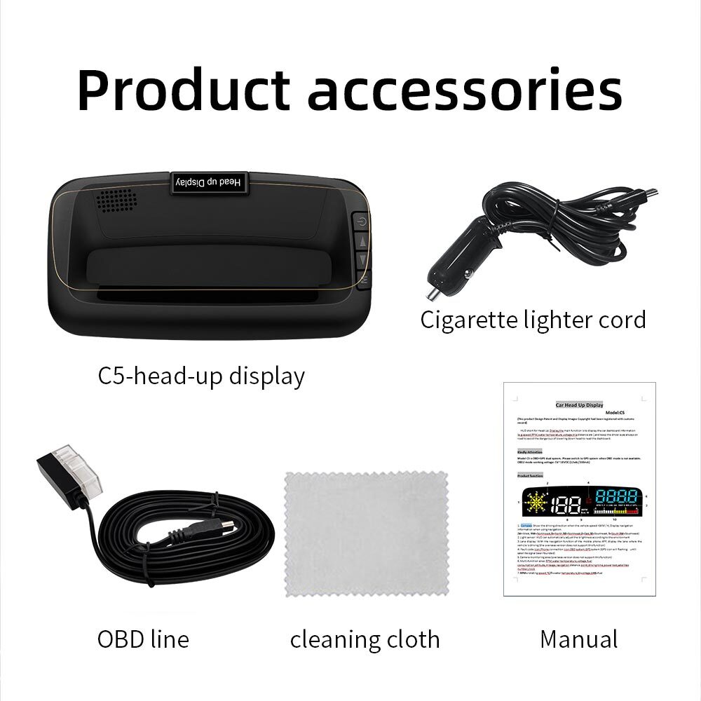 HUD Head Up Display OBD GPS Overspeed Warning Wide Viewing Angle Voltage C5