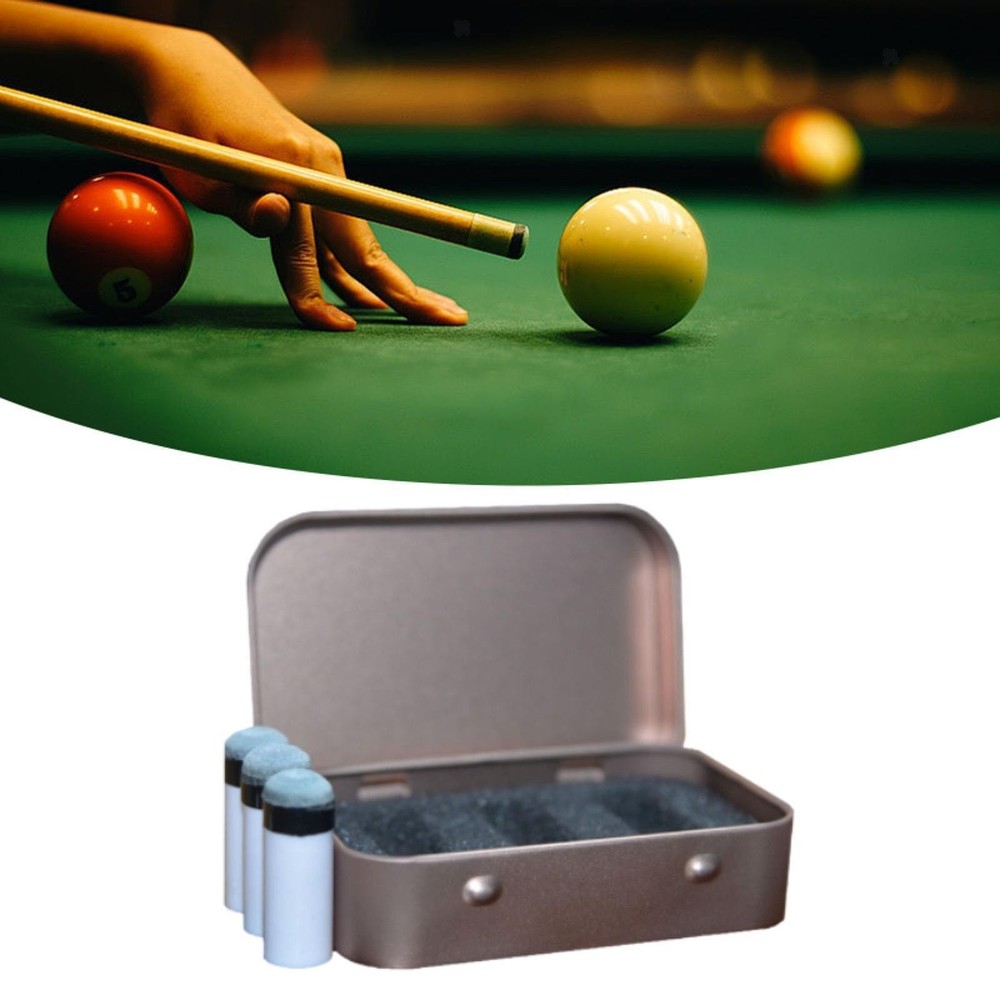 Pool Cue Tips Storage Box with 3 Cue Tips Portable Premium Sturdy Durability