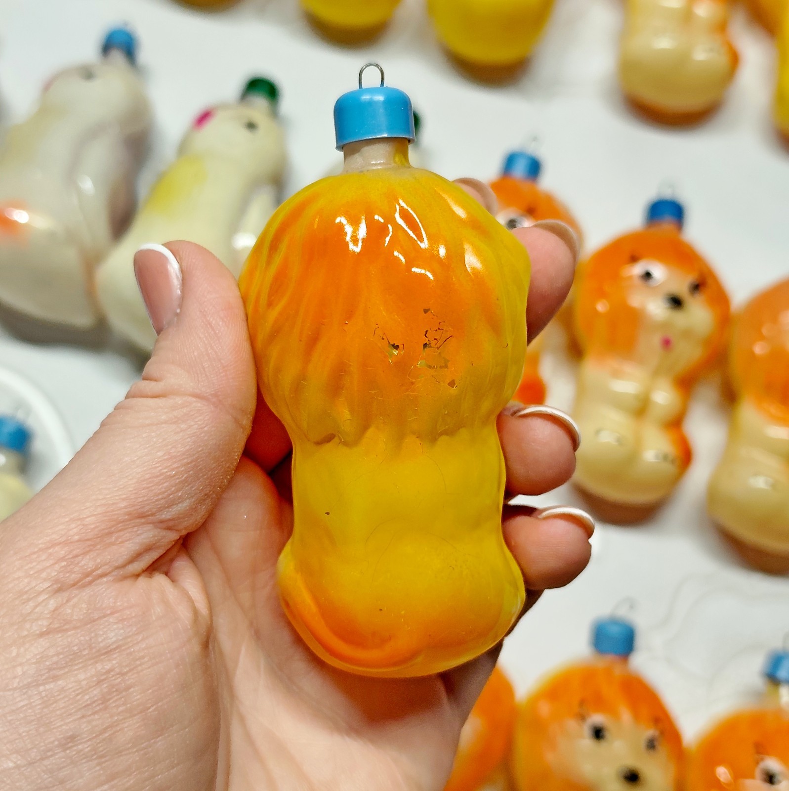 Vintage glass Christmas Ornament animals decoration soviet USSR