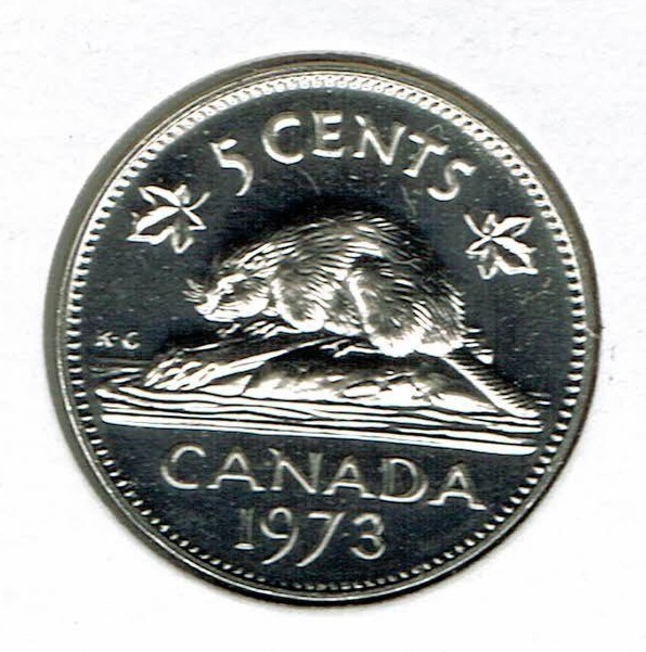 1973 Proof-like Canada QEII & Beaver Five Cent Nickel!
