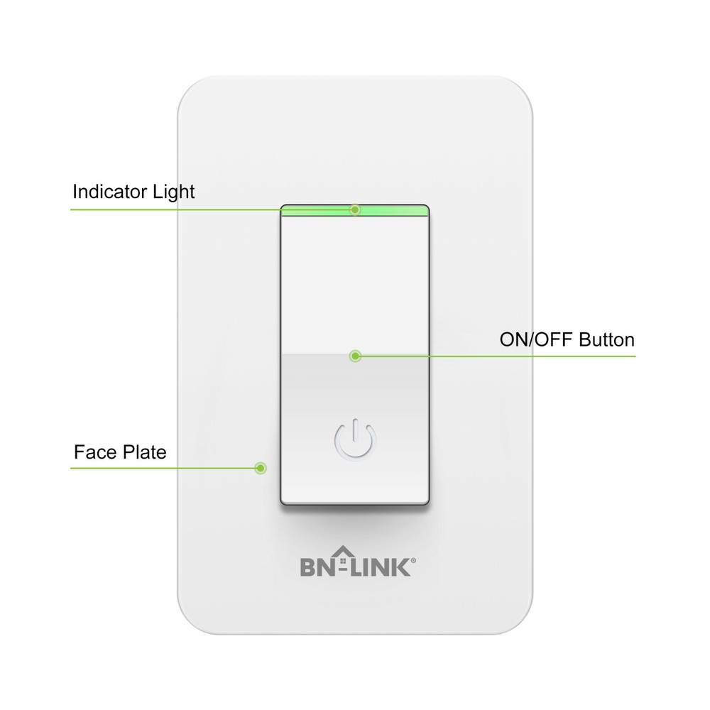 BN-LINK WIFI Smart In Wall Light Switch Compatible with Alexa/Google Assistant