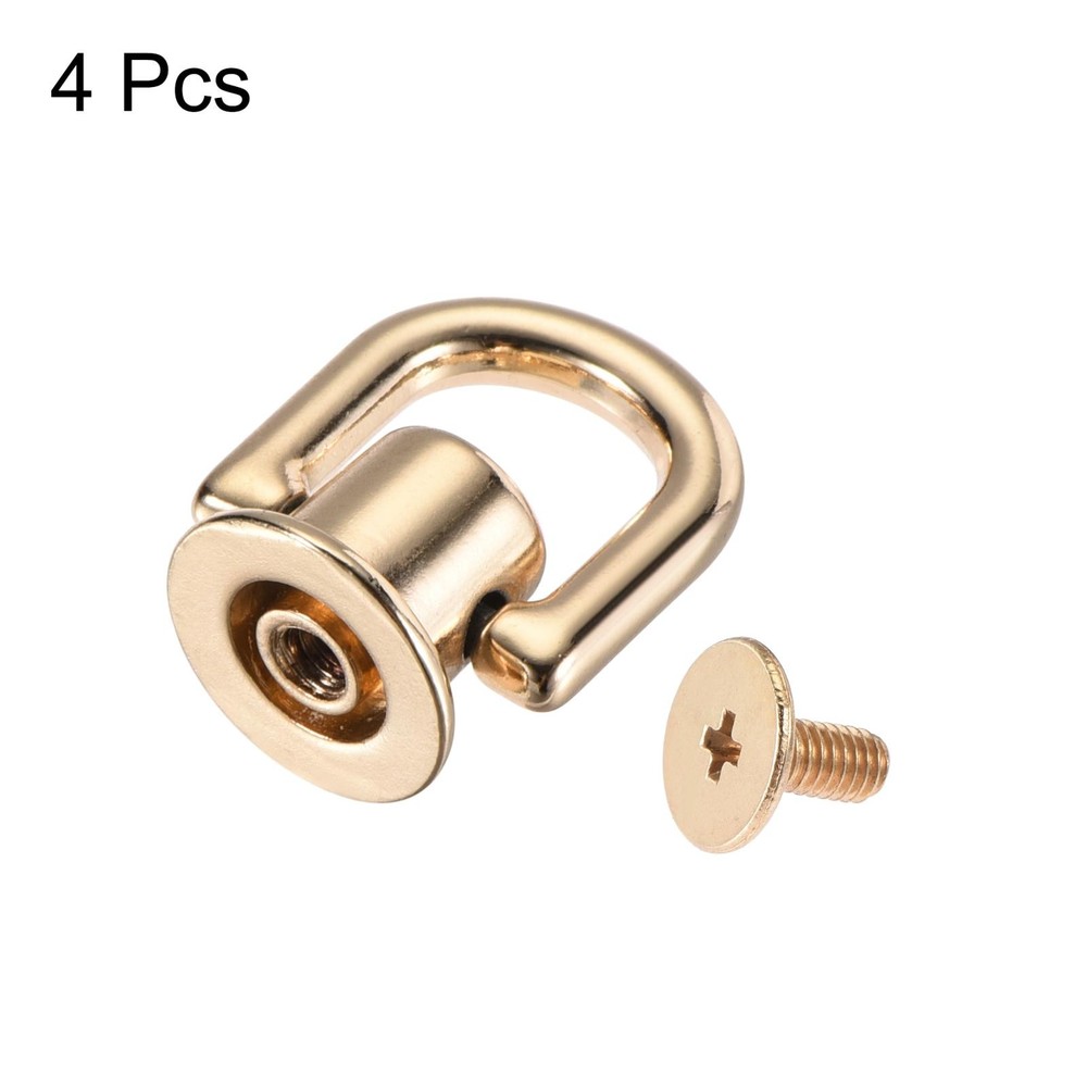 12x10mm Ball Post Head Button Studs with D Ring for DIY Light Gold 4pcs