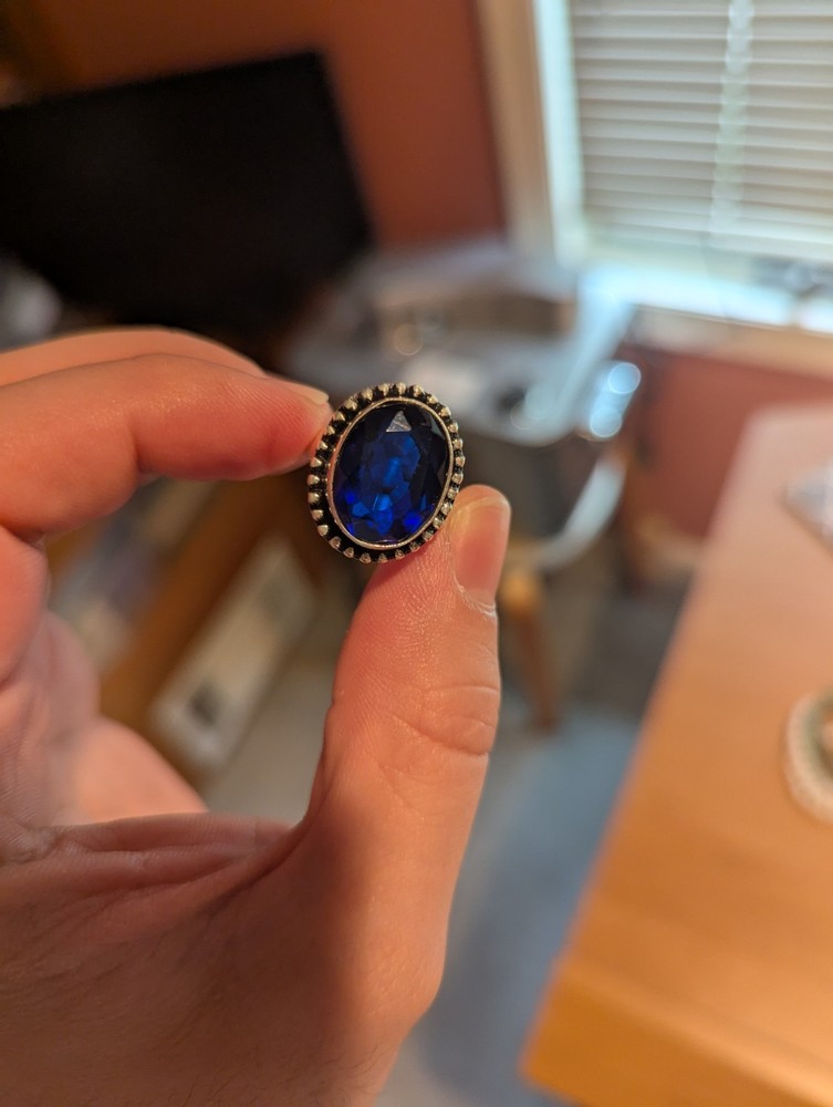 Blue Sapphire Oval Ring Size 9