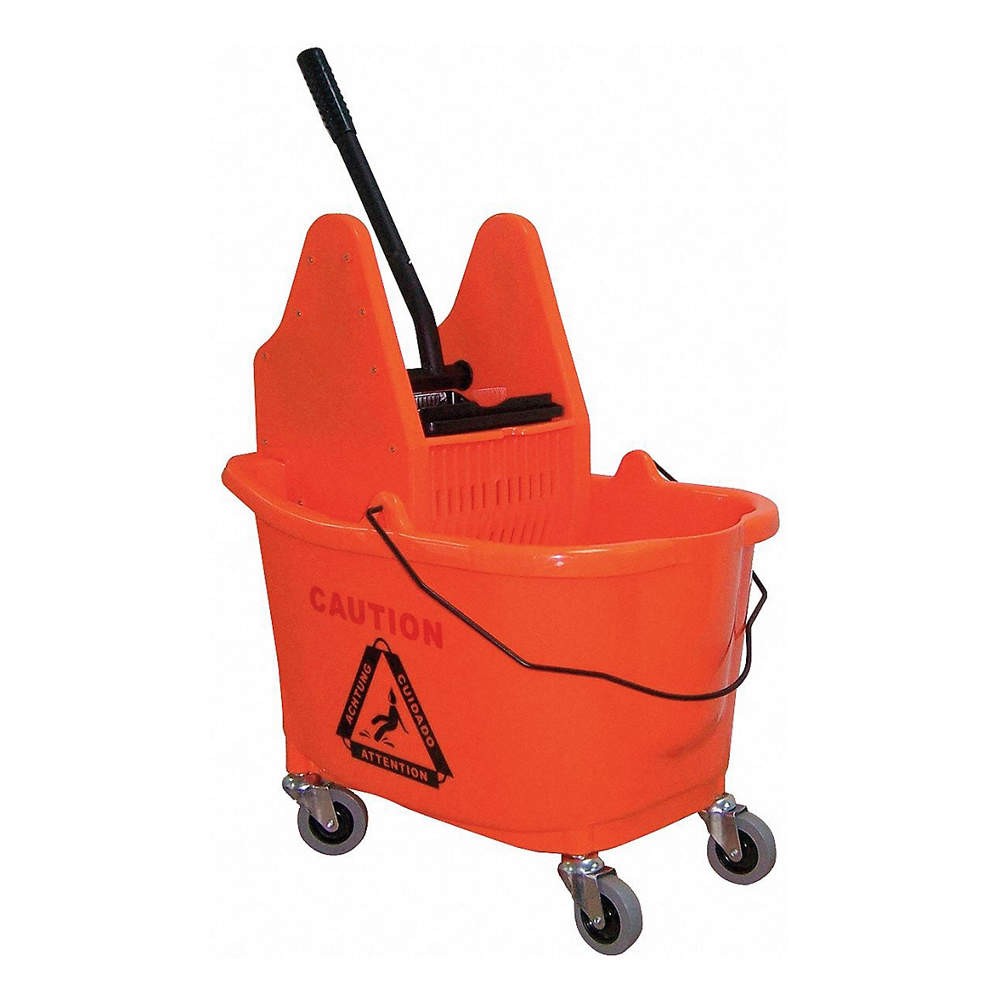GRAINGER 5CJK5 Mop Bucket and Wringer,Orange,8 3/4 gal 5CJK5