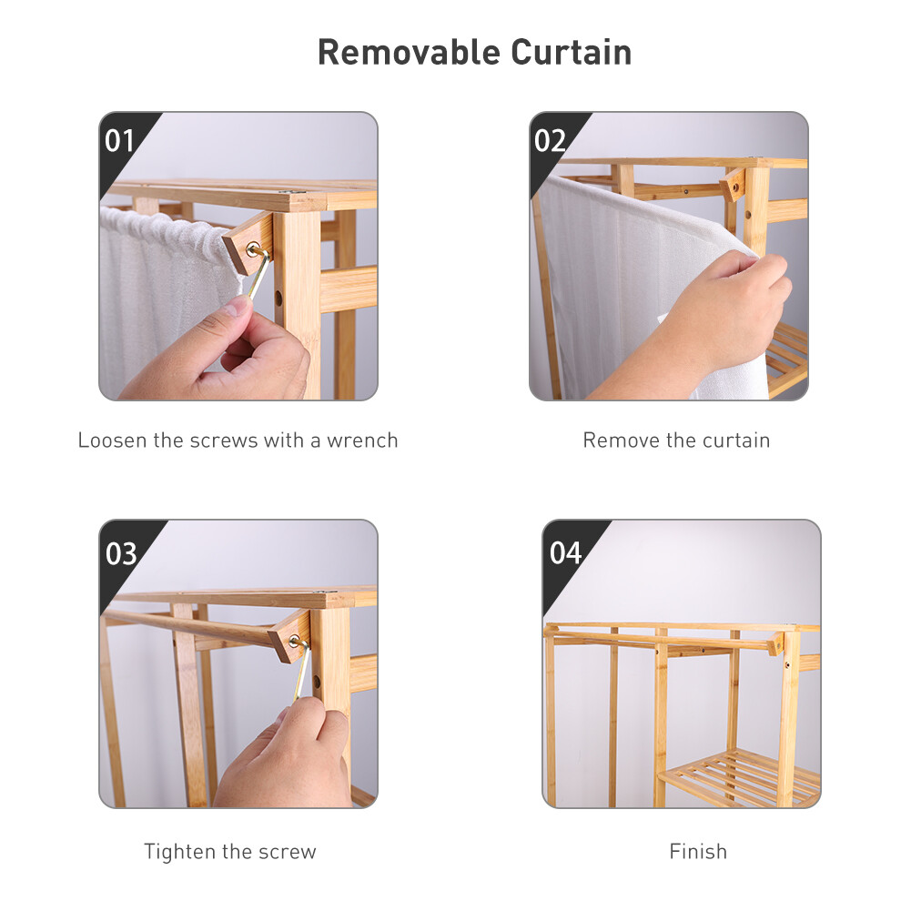 Freestanding Large Wood Clothing Garment Rack Shelf Clothes Hanging Rack Closet