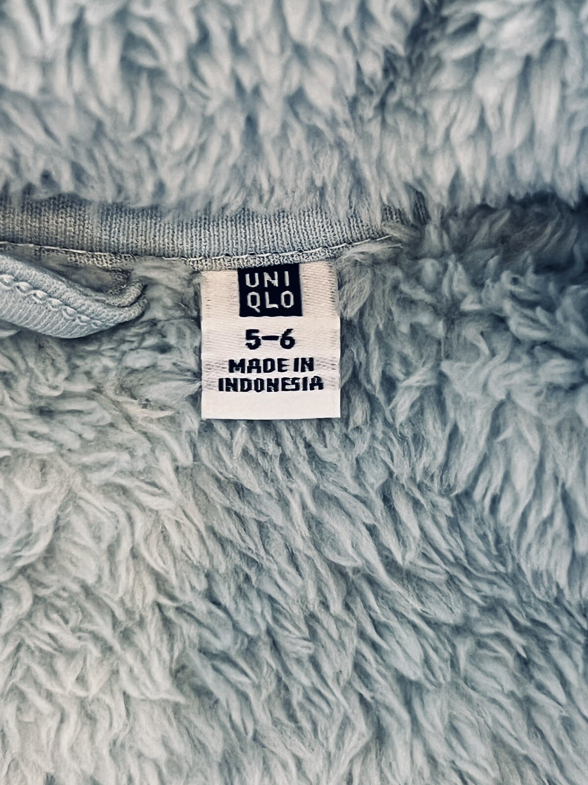 NEW Uniqlo Girls 5-6 Light Blue Fluffy Yarn Original Fleece Full Zip Jacket NWT