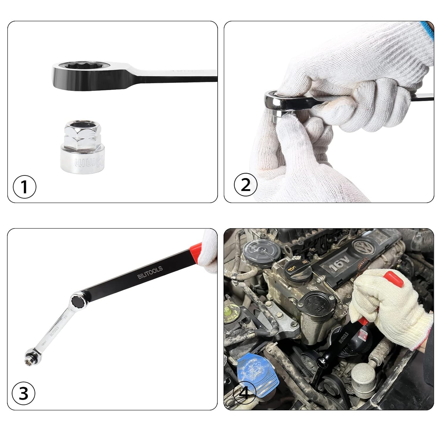 15 Piece Universal Serpentine Belt Tool Kit, Ratcheting Serpentine Leather