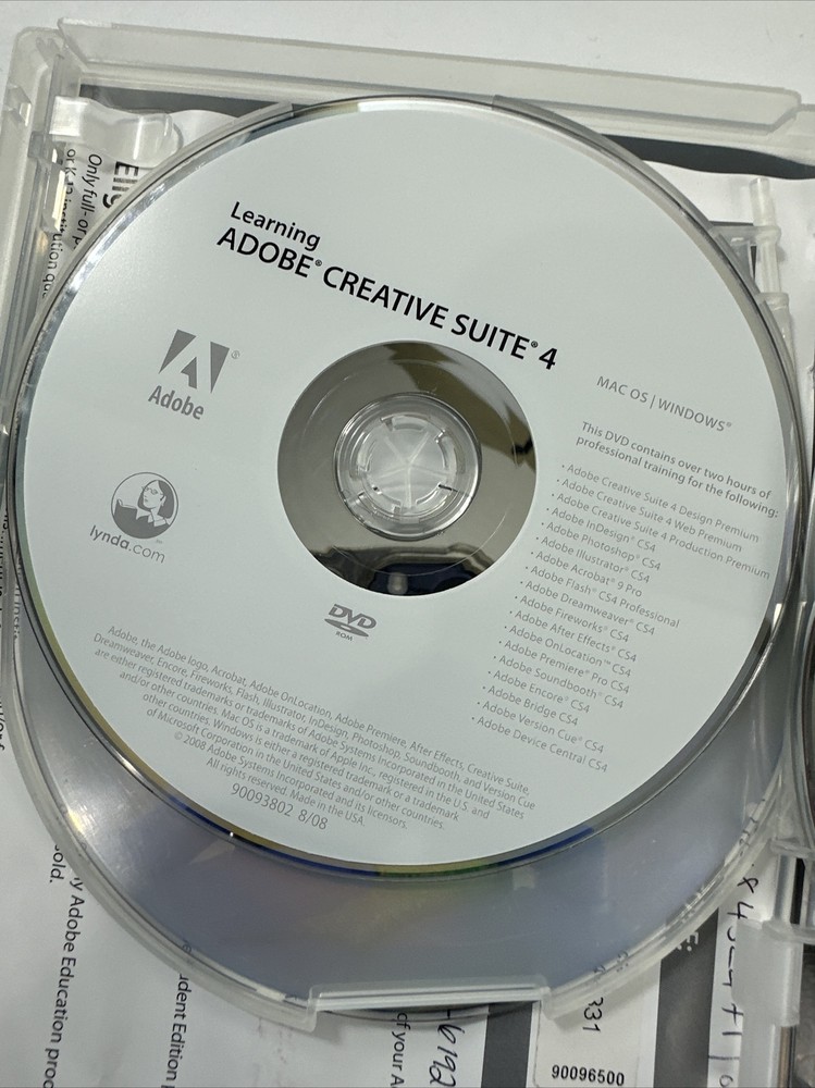 Adobe Creative Suite 4 Design Premium For Mac Is Student DVD’s w/ Serial # READ