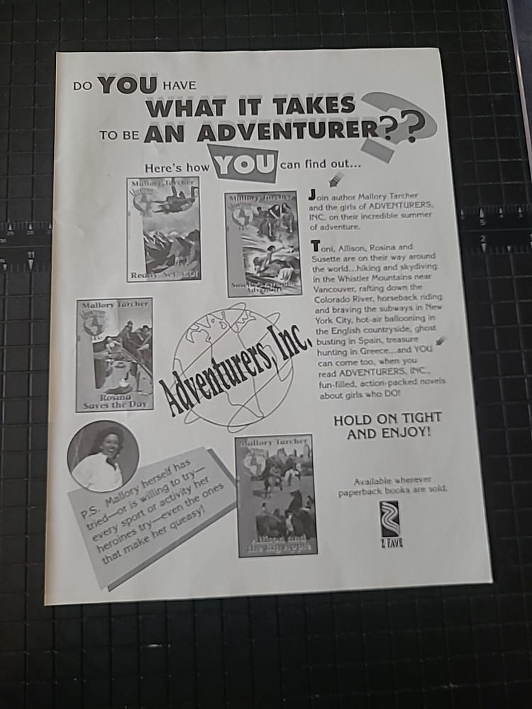 Mallory Tarcher Adventure Books Print Ad 1995 8x11 Great To Frame