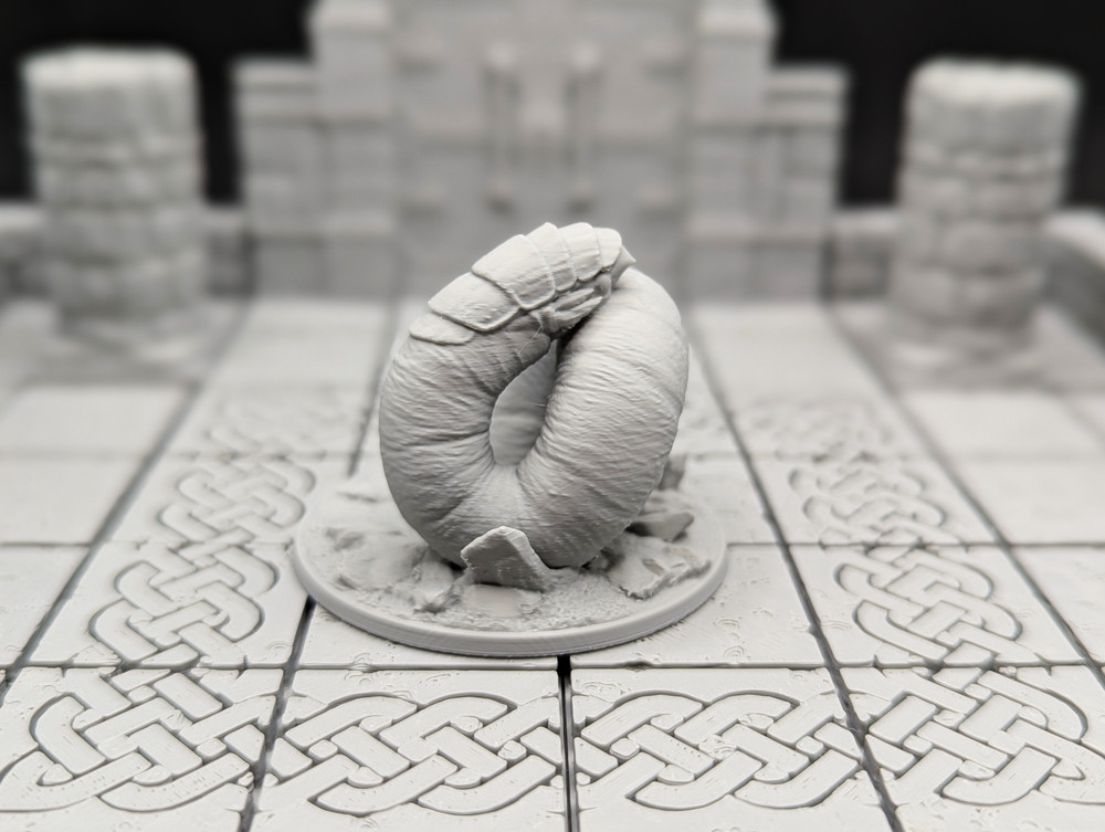 Giant Burrowing Worm Set (3) 3D Printed D&D RPG Miniatures