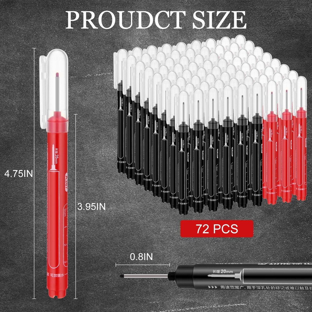 MotiMind 72-Pcs Deep Hole Marker Set, Long Nib, Waterproof, Multi-surface