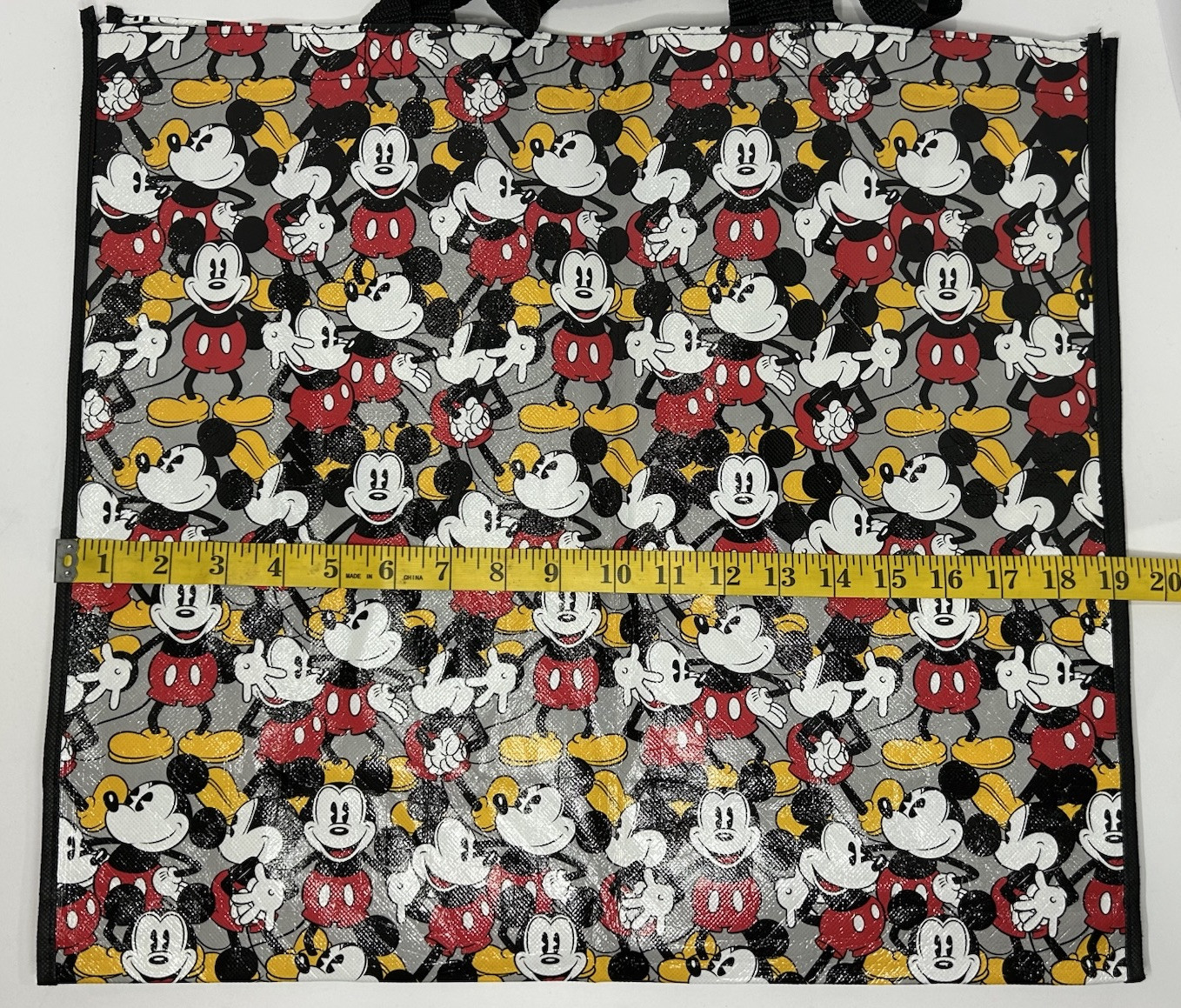 Disney Mickey Mouse Reusable Tote Bag Big 19x17x7 Multi Color Brand New